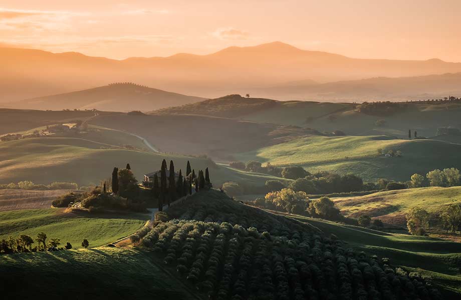 Vista aérea da Toscana