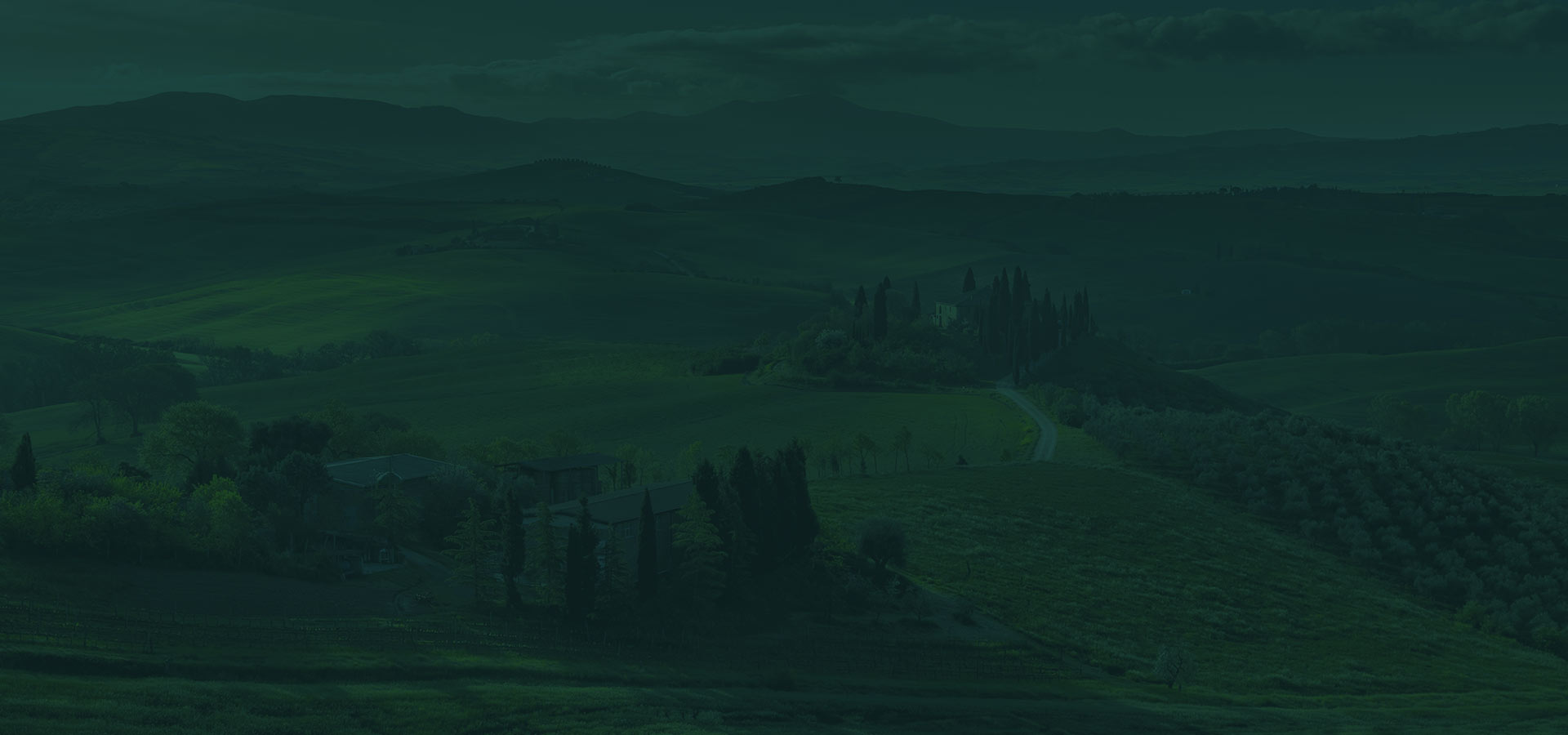 Paisagem da Toscana ao amanhecer, com colinas, ciprestes e luz dourada do outono